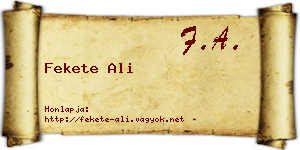 Fekete Ali névjegykártya